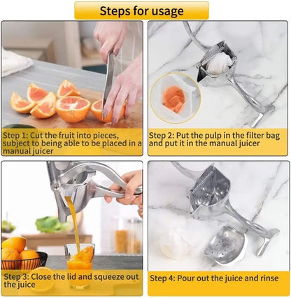 Manual Juice Squeezer, Portable Aluminum Alloy Hand Pressure Juicer